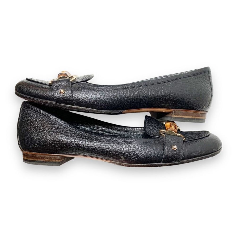 Gucci Classic Vintage Bamboo Horse Bit Black Leather Loafer Flats Women’s Size 7 - Picture 4 of 12